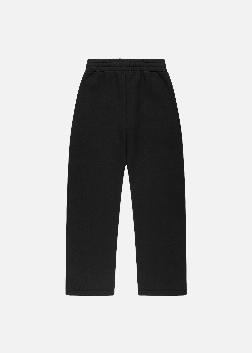 Back view of black cotton blend oversized joggers – breathable and ethically made streetwear with minimalist design.