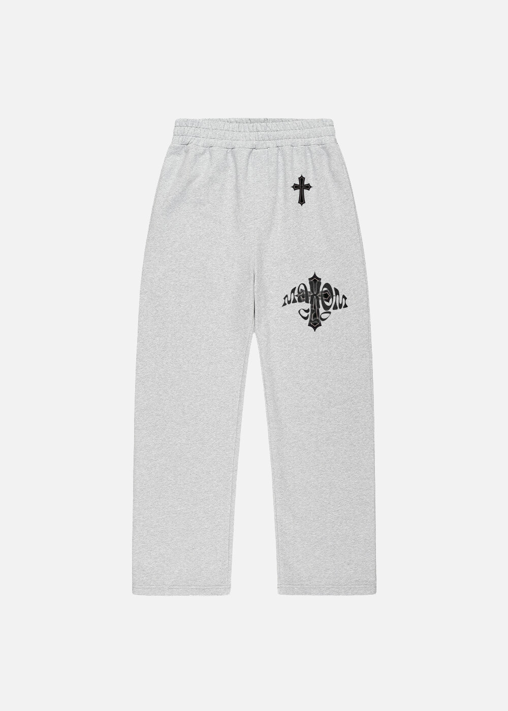 Baggy sweatpants in grey – front view of Elysium streetwear pants by MAXOMclo. A minimalist, comfortable bottom piece for a premium oversized tracksuit for men.