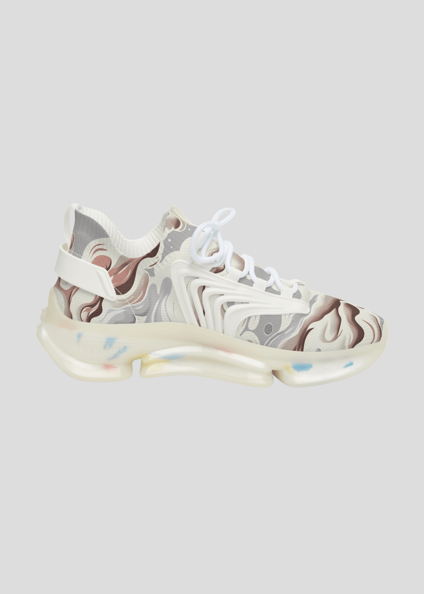 Inner side profile of MAXOMclo REMNANT light limited edition sneakers – 2025 abstract smoke design streetwear shoes.