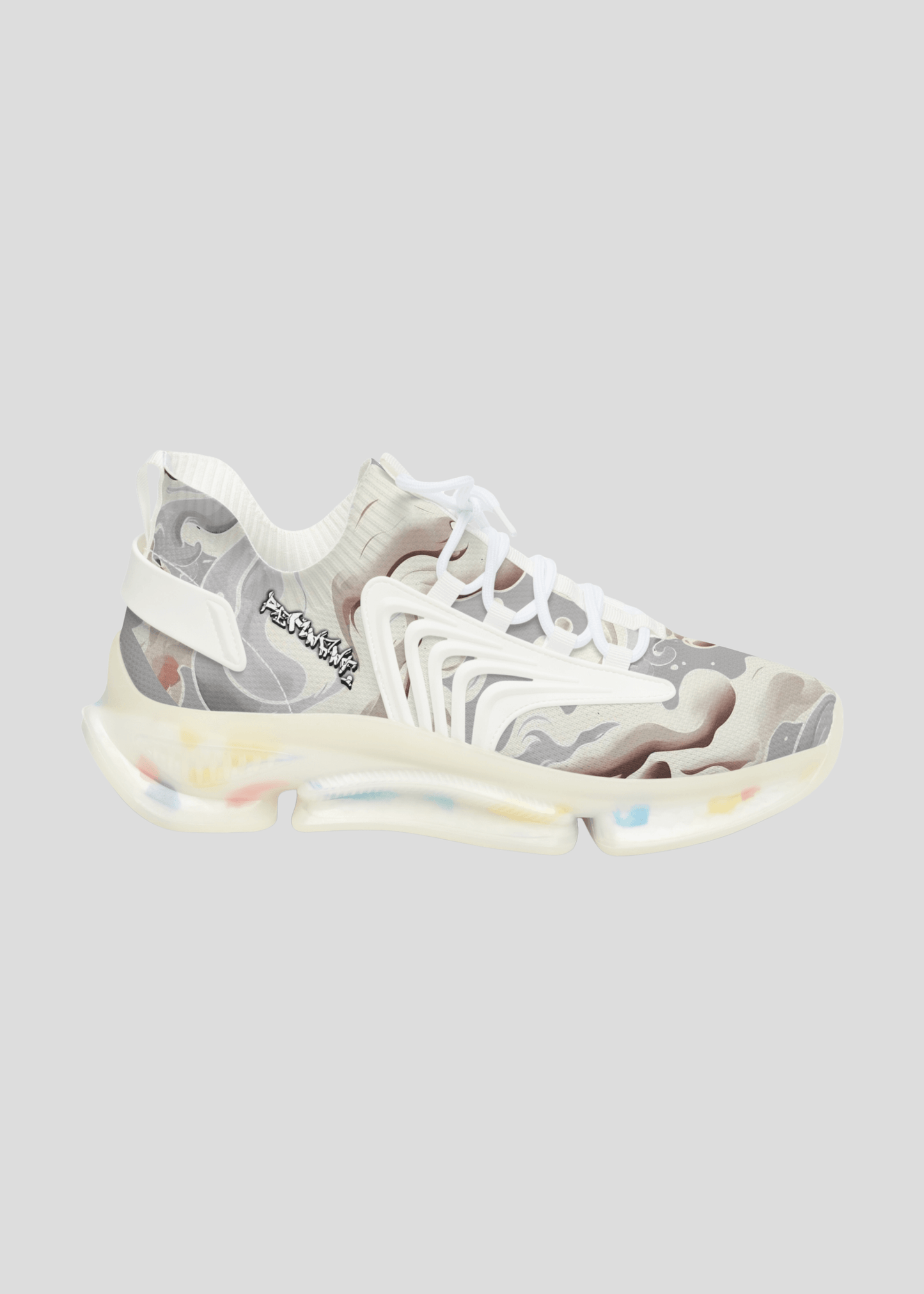 Right side view of MAXOMclo REMNANT light futuristic multicolor smoke sneakers – lightweight and comfortable streetwear.