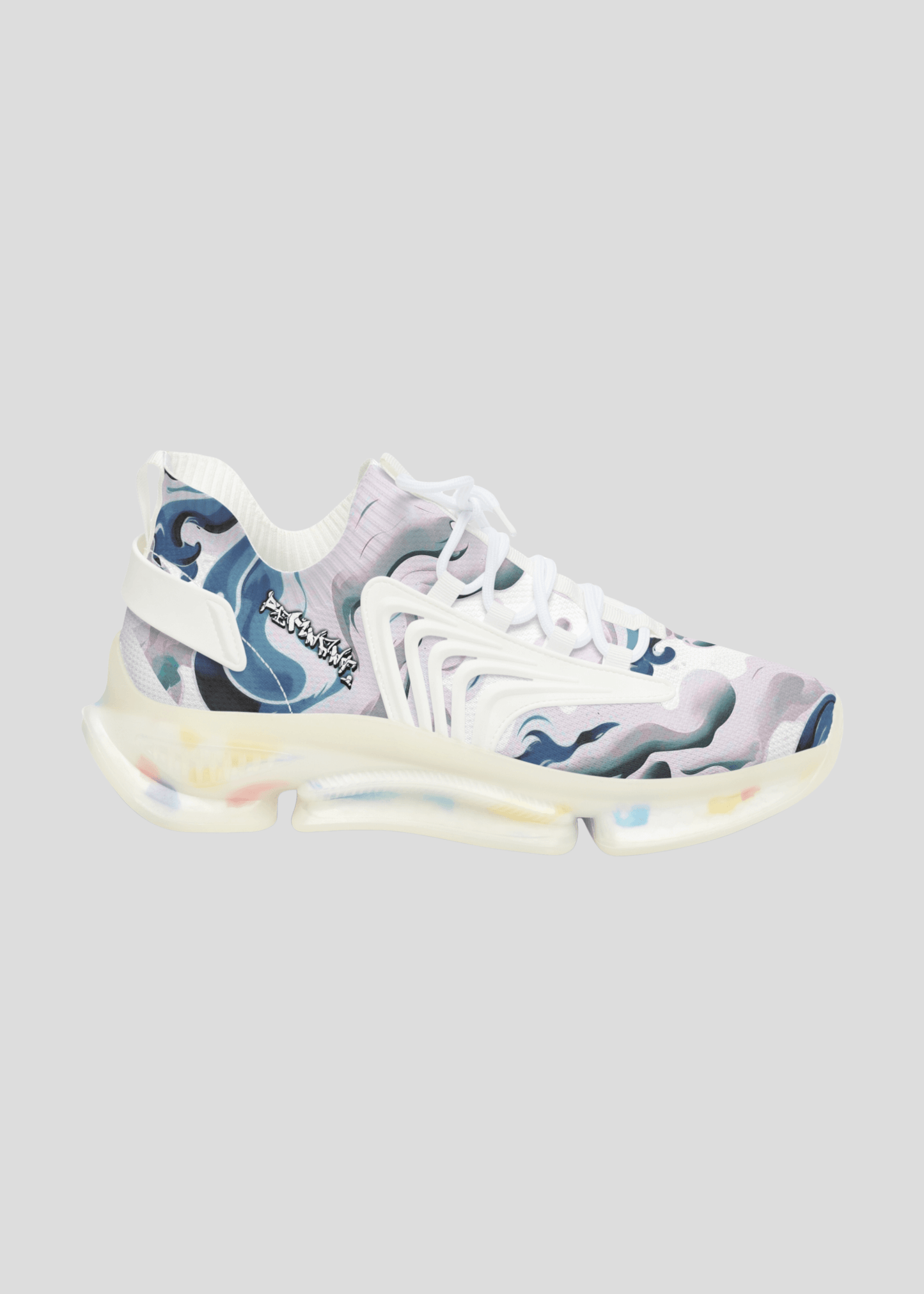 Right side view of MAXOMclo REMNANT futuristic multicolor smoke sneakers – lightweight and comfortable streetwear.
