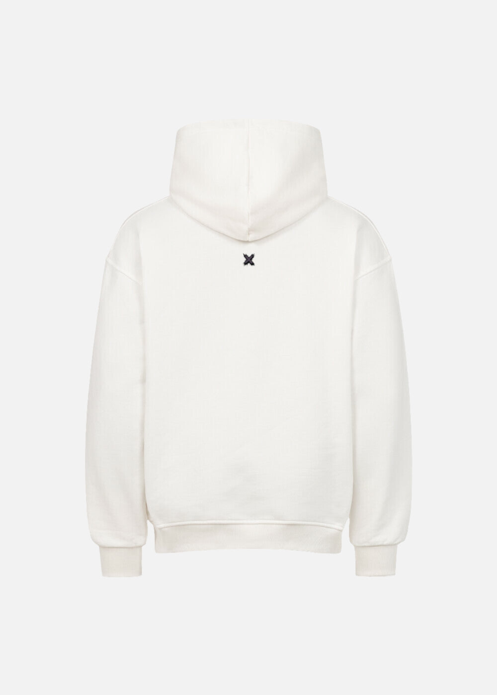 MAXOMclo Purple Obsidian white hoodie – back view of premium oversized hoodie with urban minimalist appeal. Ideal for relaxed fit streetwear outfits.