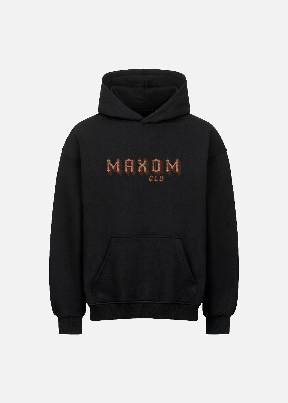 Rose Reaper black oversized hoodie – heavyweight unisex streetwear hoodie with drop shoulders and minimalist cordless design