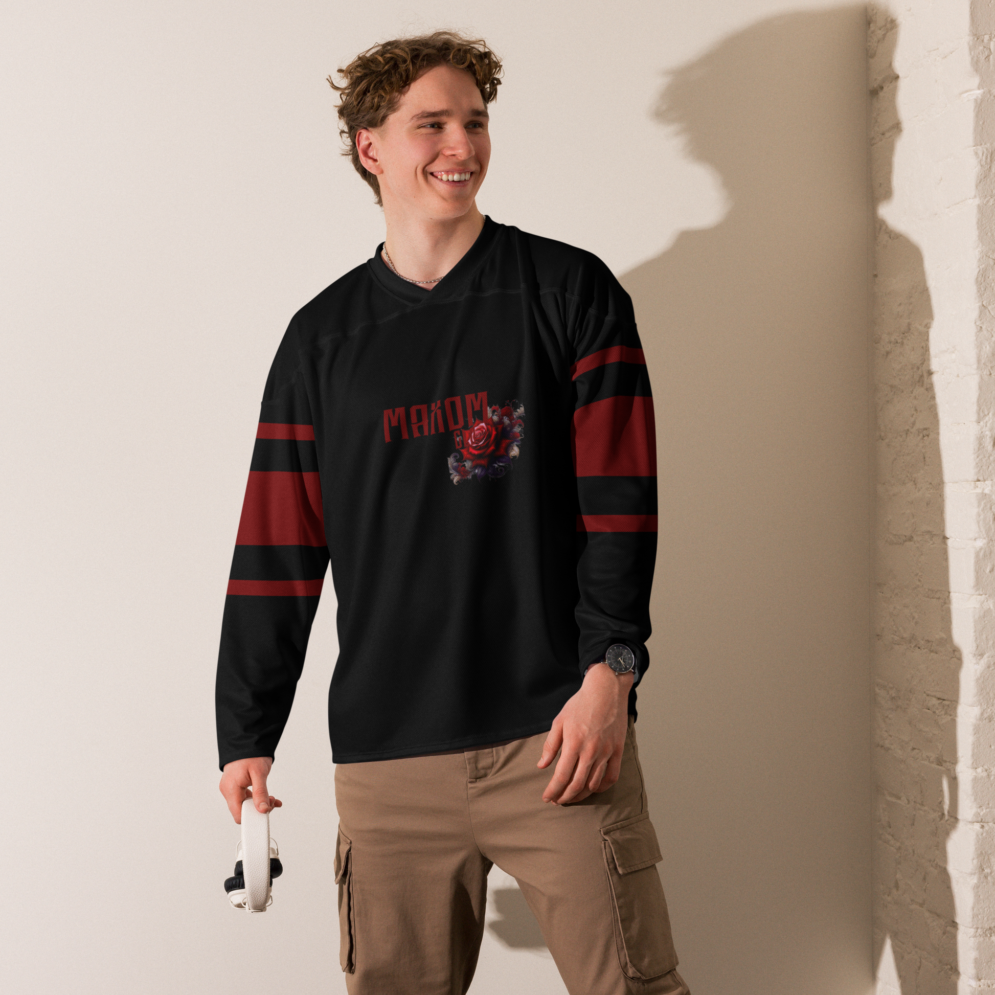 Premium Recycled Hockey Sweater 'Roses' – Eco-Friendly Streetwear for Men & Women