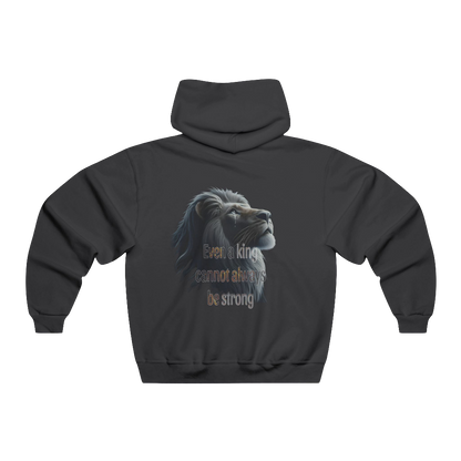 Unisex Motivational Streetwear Hoodie with Lion Graphic and MAXOM Logo

