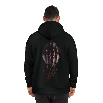 Unisex Scratch Marks Graphic Hoodie with Bloody MAXOM Logo & Tiger Claw Design

