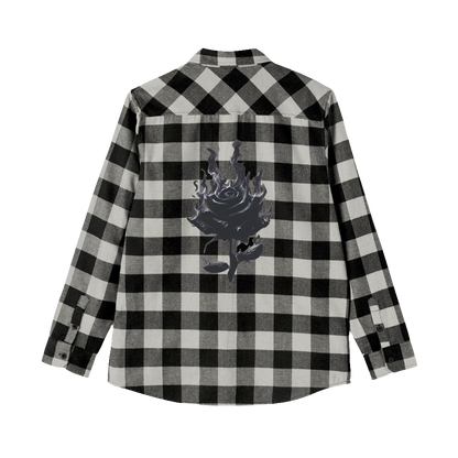 MAXOMclo Rose Design Flannel Shirt – Unisex 90s Streetwear Shirt for Casual Wear and Trendy Outfits