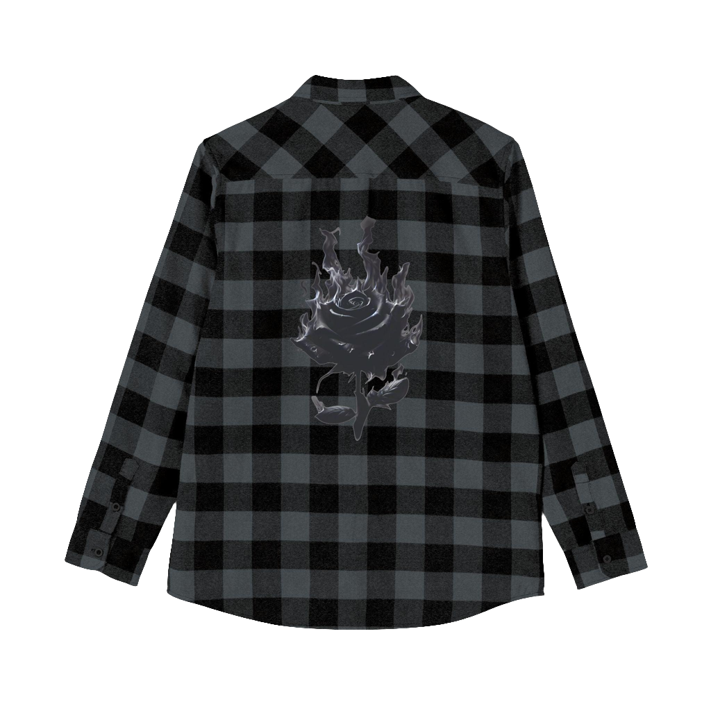 MAXOMclo Rose Design Flannel Shirt – Unisex 90s Streetwear Shirt for Casual Wear and Trendy Outfits