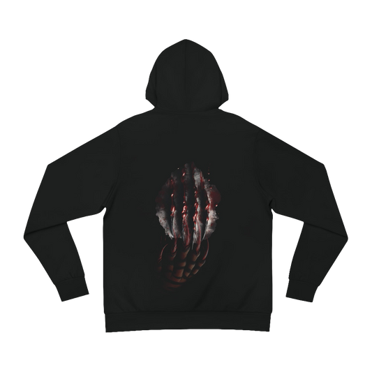 Unisex Scratch Marks Graphic Hoodie with Bloody MAXOM Logo & Tiger Claw Design

