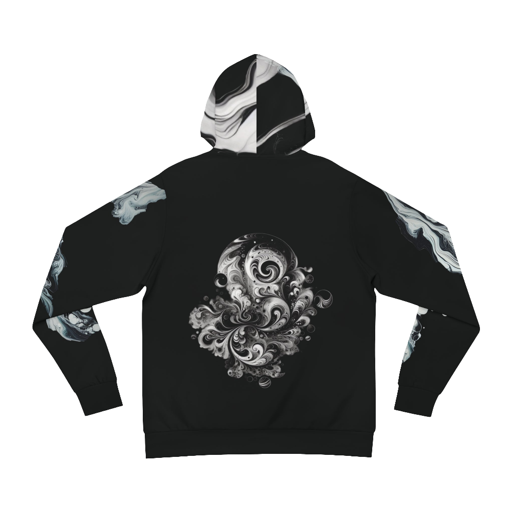 Unisex graphic hoodie in marble color with artistic room design – comfortable and stylish casual wear for men and women. Ideal for fashion-forward individuals seeking trendy streetwear with a unique artistic touch.