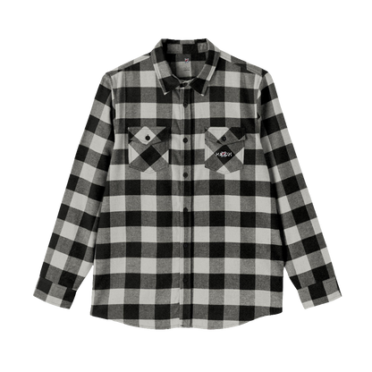 MAXOMclo Rose Design Flannel Shirt – Unisex 90s Streetwear Shirt for Casual Wear and Trendy Outfits