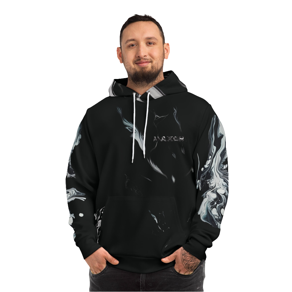 Unisex graphic hoodie in marble color with artistic room design – comfortable and stylish casual wear for men and women. Ideal for fashion-forward individuals seeking trendy streetwear with a unique artistic touch.