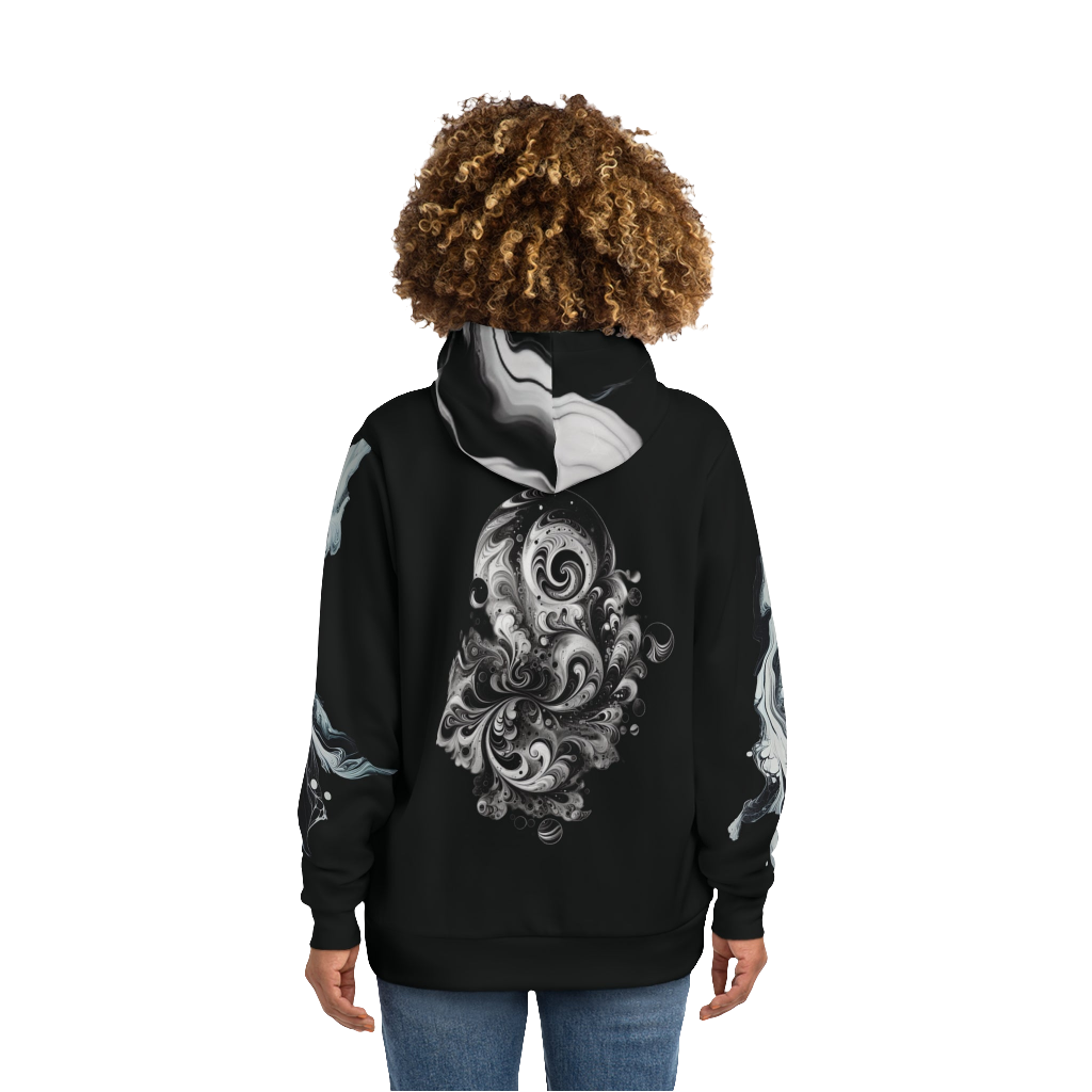 Unisex graphic hoodie in marble color with artistic room design – comfortable and stylish casual wear for men and women. Ideal for fashion-forward individuals seeking trendy streetwear with a unique artistic touch.