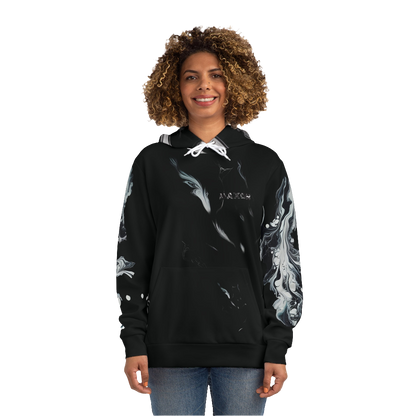 Unisex graphic hoodie in marble color with artistic room design – comfortable and stylish casual wear for men and women. Ideal for fashion-forward individuals seeking trendy streetwear with a unique artistic touch.