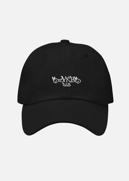 Black minimalist low-profile baseball cap for men and women – made from breathable chino cotton twill with subtle streetwear aesthetic.

