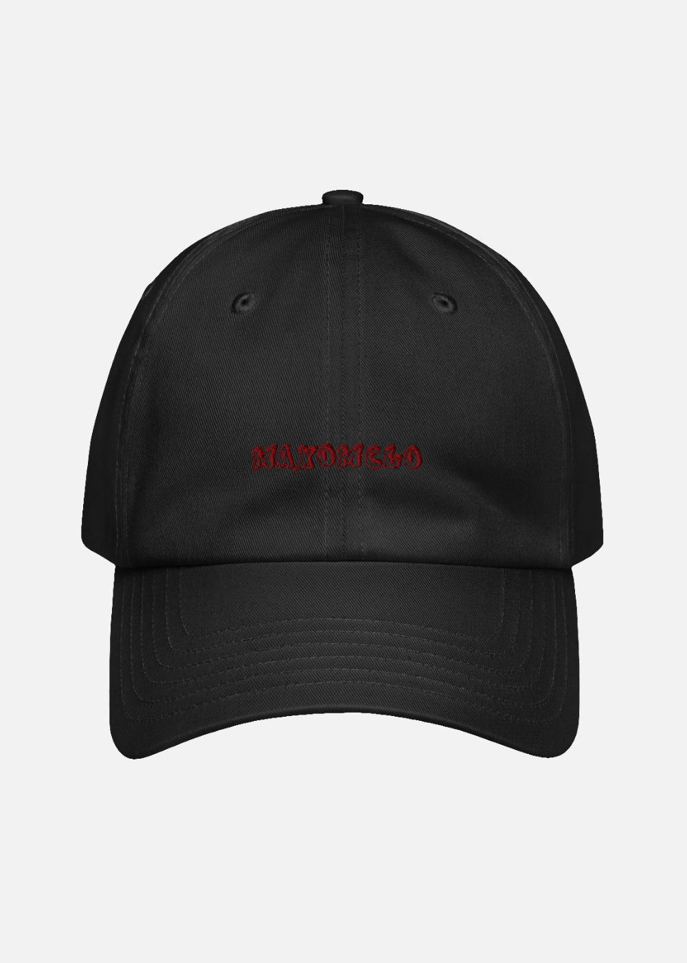 Black urban fashion baseball cap with bold embroidered logo – breathable and ethically produced streetwear cap.