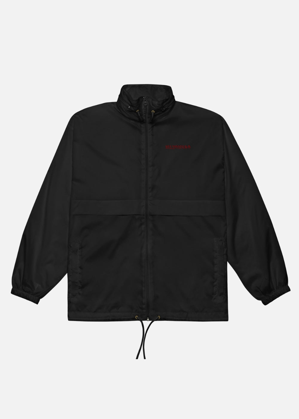 Black vegan windbreaker jacket with hood – waterproof and windproof streetwear for men and women