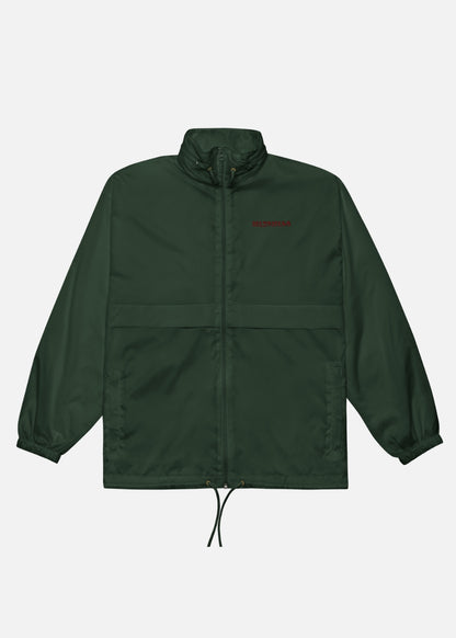 Green sustainable windbreaker jacket for men and women – waterproof, windproof, and lightweight