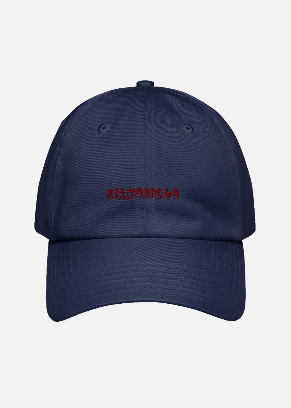 Navy blue unisex baseball cap with embroidered logo, front view – premium urban streetwear cap made in Vietnam with HeatGear sweatband.