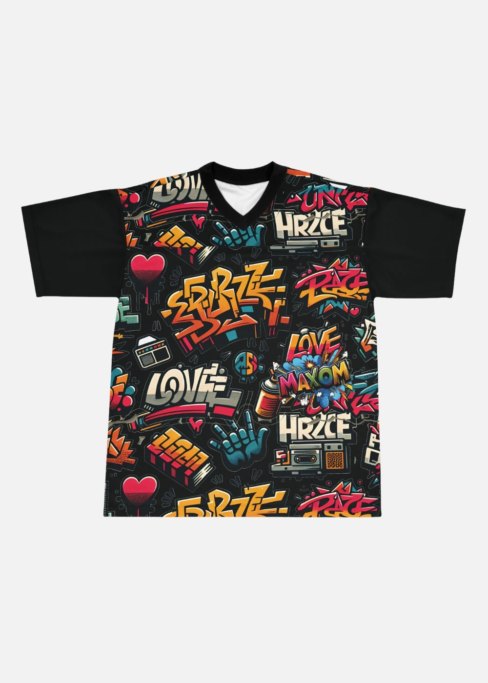 Front view of oversized graffiti t-shirt – urban streetwear tee with bold front print and relaxed fit