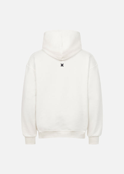MAXOMclo Purple Obsidian white hoodie – back view of premium oversized hoodie with urban minimalist appeal. Ideal for relaxed fit streetwear outfits.