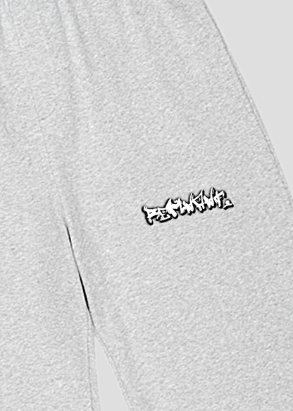 REMNANT. graffiti print close-up on mindset sweatpants