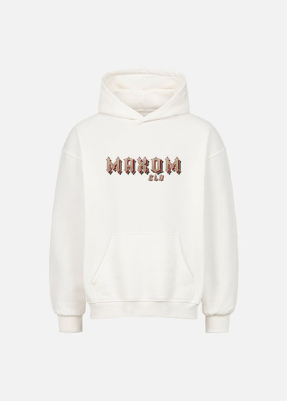 Rose Reaper white oversized hoodie – premium unisex streetwear hoodie with relaxed fit and drop shoulder style