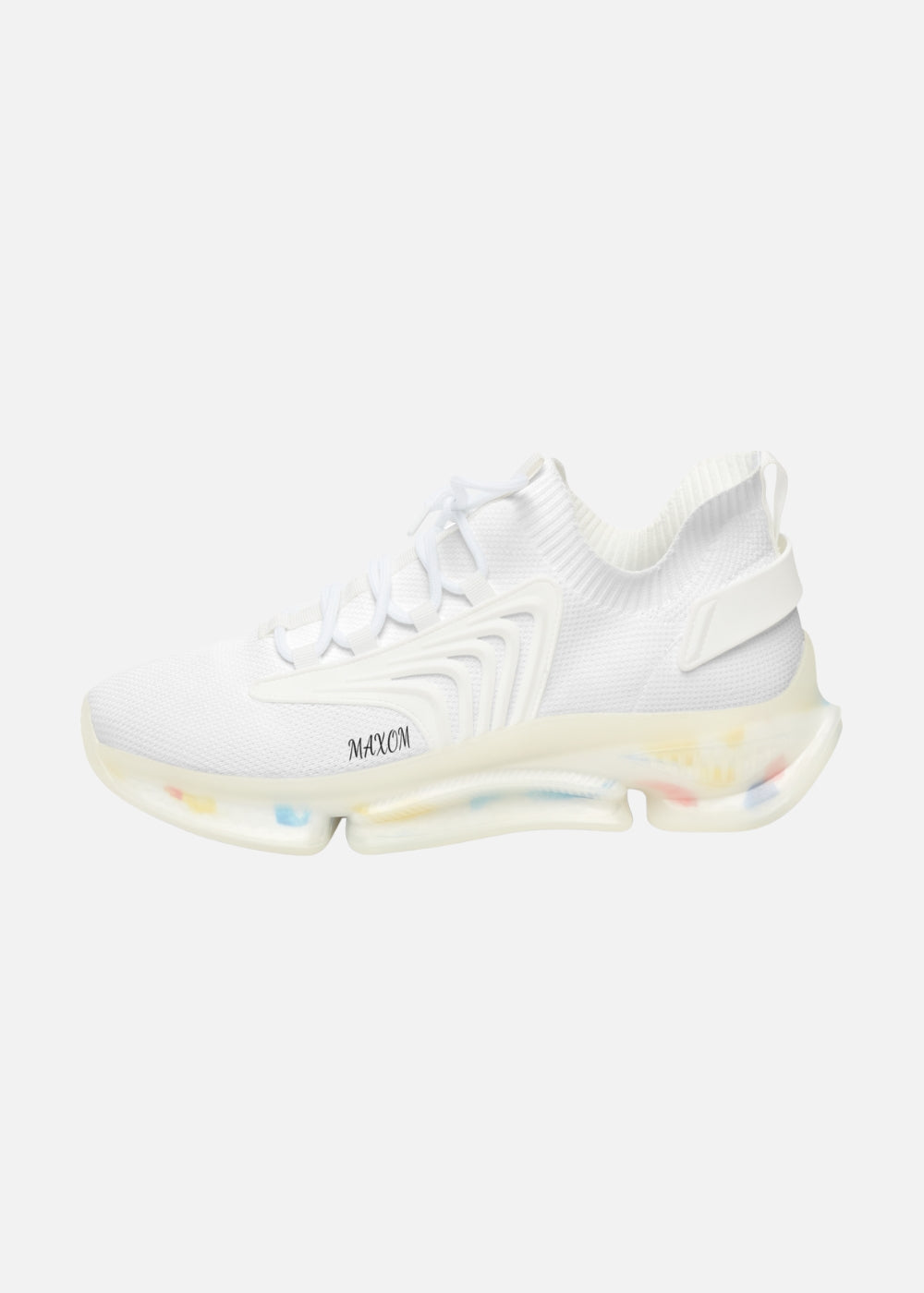 Left shoe outer view – SoulStride fashion sneakers with minimalist streetwear design and clear sole