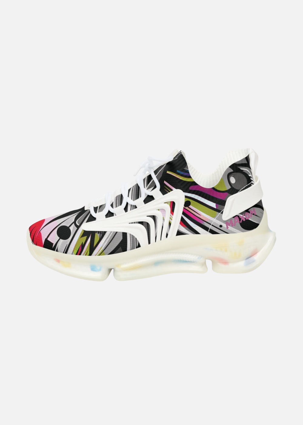 Breathable and durable men’s abstract sneaker in white – modern fit for casual looks
