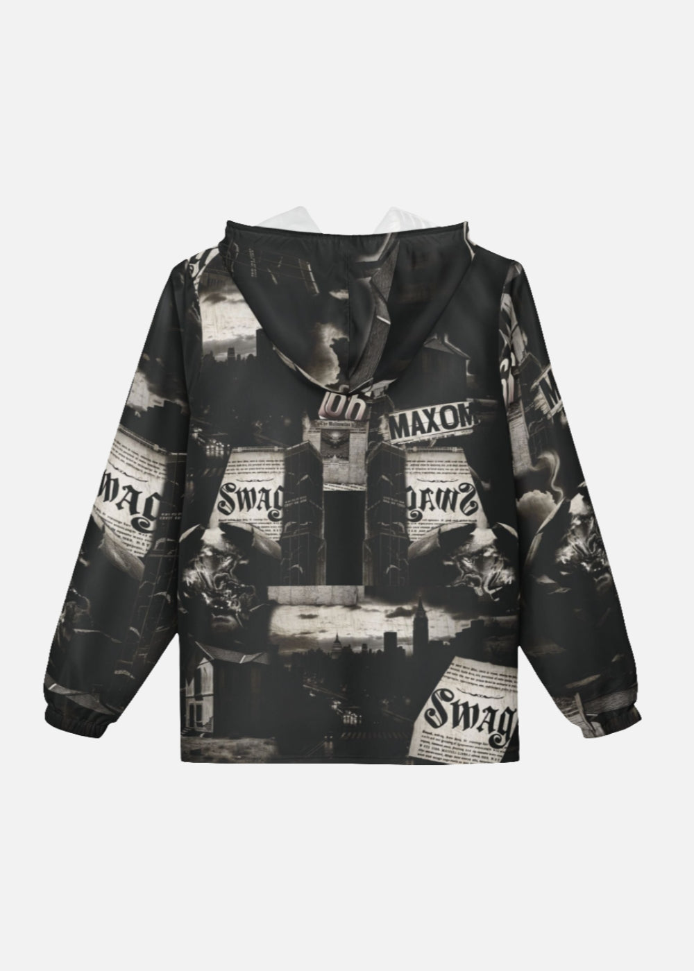 Back view of retro streetwear windbreaker – vintage 90s color-block design with a bold edge. Lightweight outerwear perfect for transitional weather and everyday style.

